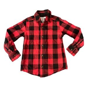 Tommy Bahama Button Up Shirt Red Black Buffalo Check Small (5/6) Back to School